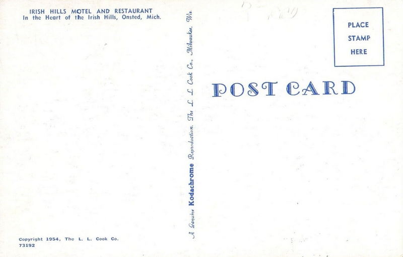 Irish Hills Motel - Vintage Postcard